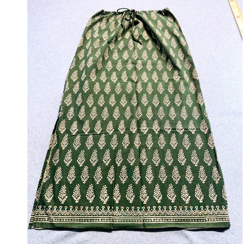 Abercrombie & Fitch Maxi Skirt Womens S Green Block Print Boho Vintage Style